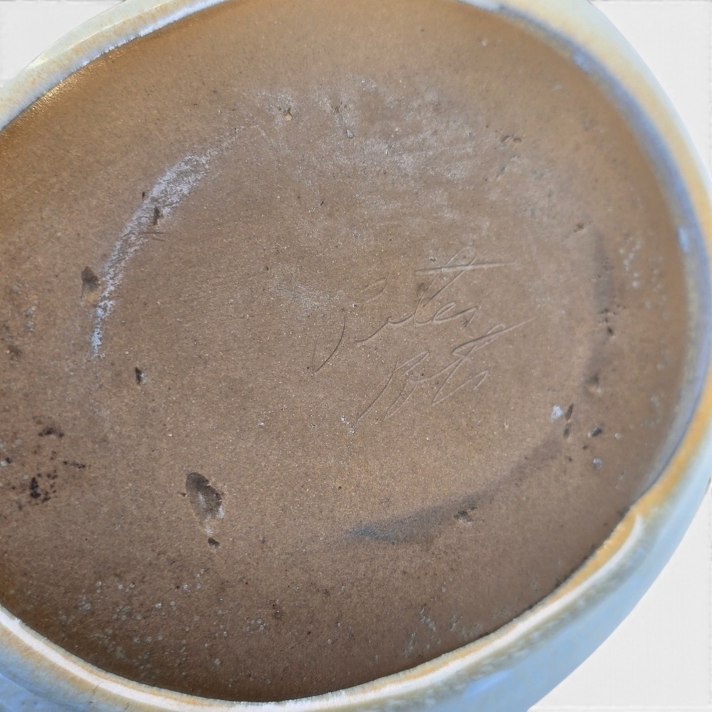 Vintage Peter Pots Pottery Bowl Seagull Blue Brown Stoneware Rhode Island 6" - Picture 3 of 11